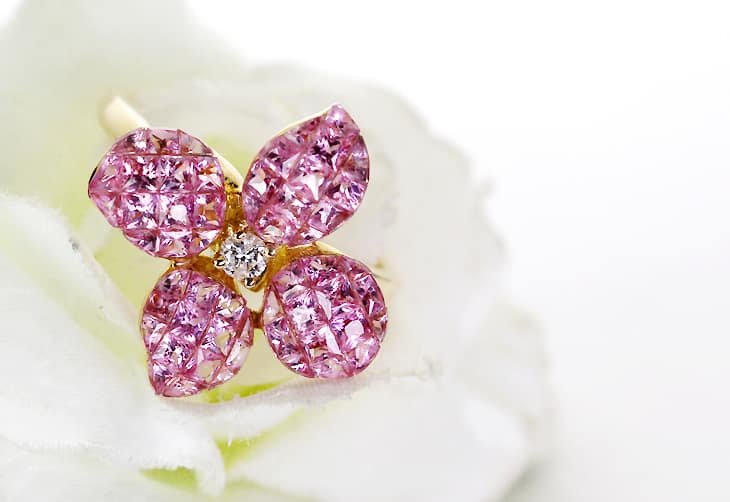 【抽選販売】K18WG 0.111ct FANCY PINK SI2 ピンクダイヤモンドリング※中央宝石研究所ソーティングシート付き