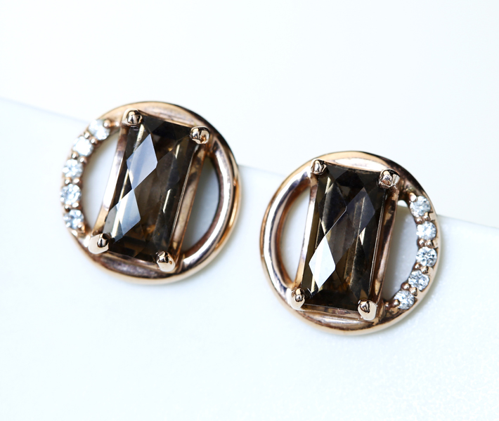 jewel planet 公式サイト / スモーキークォーツ ピアス 0.8ct/0.8ct 保存状態良好☆ K10PG ピアス/ダイヤモンド0.03ct ピアス(両耳用)