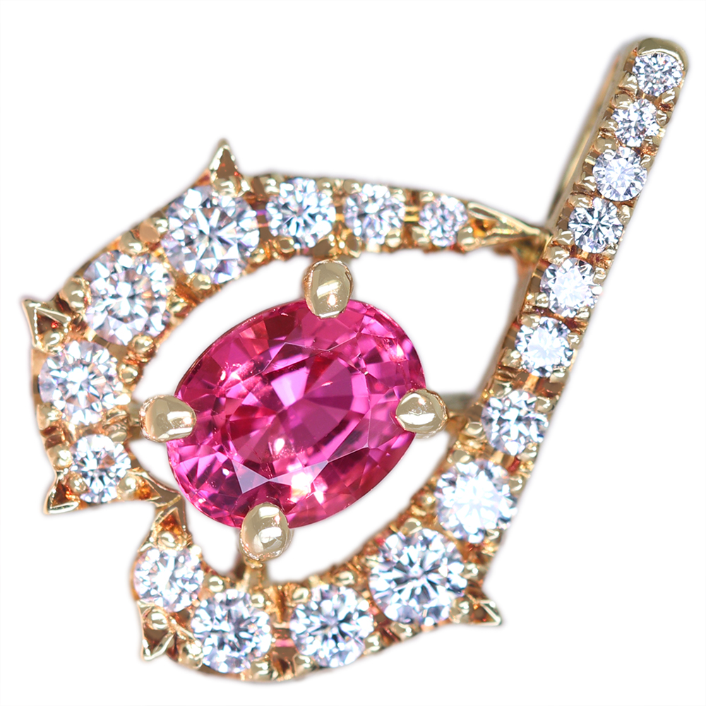 ジュエリー通販ジュエルプラネット ビルマ産 ピンクスピネル 0.812ct ネックレス ダイヤモンド 0.43ct K18