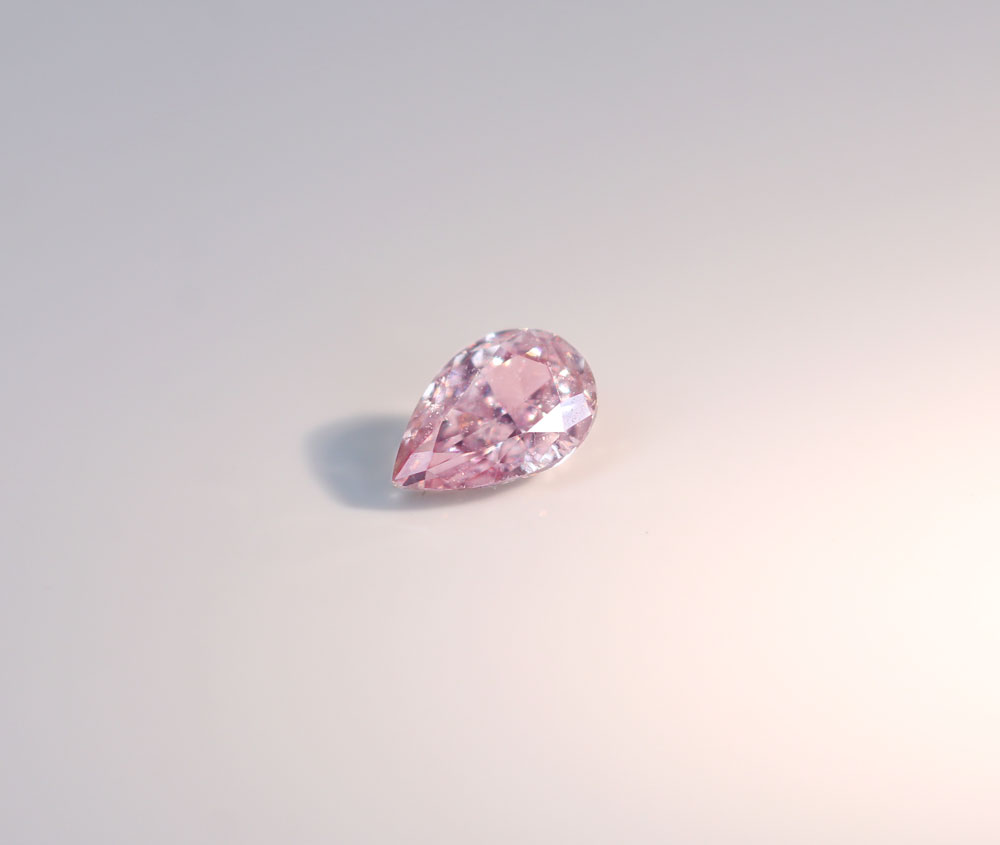 【代行販売】天然ピンクダイヤモンド　0.077ct　FANCY LIGHT PURPLSIH PINK　ルース　ペアシェイプ[AGT]