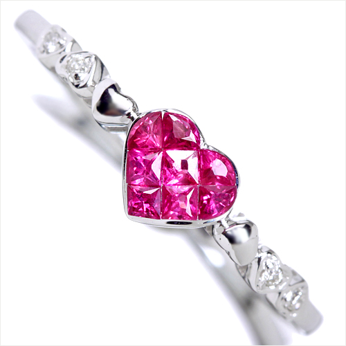 キラキラshop 天然ビルマ産　非加熱　ハート　3ct ルビー　希少　リング リング 正規 店 セール
