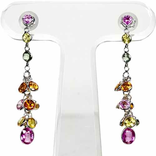 マルチカラーサファイア18金ピアス - アクセサリー