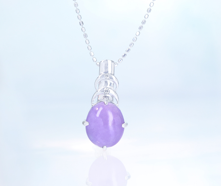 <br>◎ K18WGラベンダー翡翠ダイヤネックレス4.61/D0.12ct/ネックレス/Aランク/59