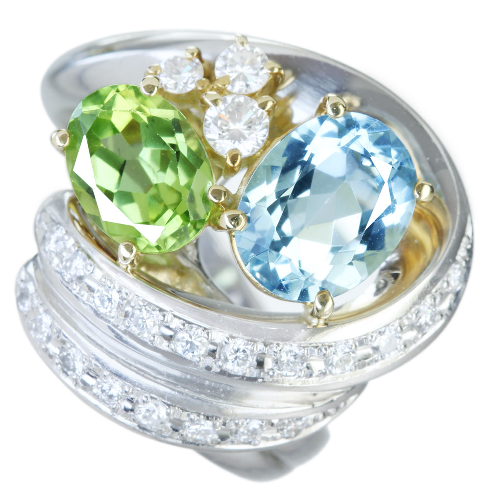 jewel planet 公式サイト / PT900 K18 アクアマリン 1.72ct ペリドット ...