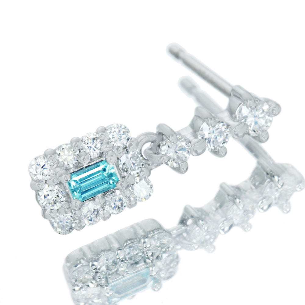 PT900 ブラジル産パライバトルマリン 0.04ct/0.04ct ダイヤモンド 0.16ct/016ct ピアス