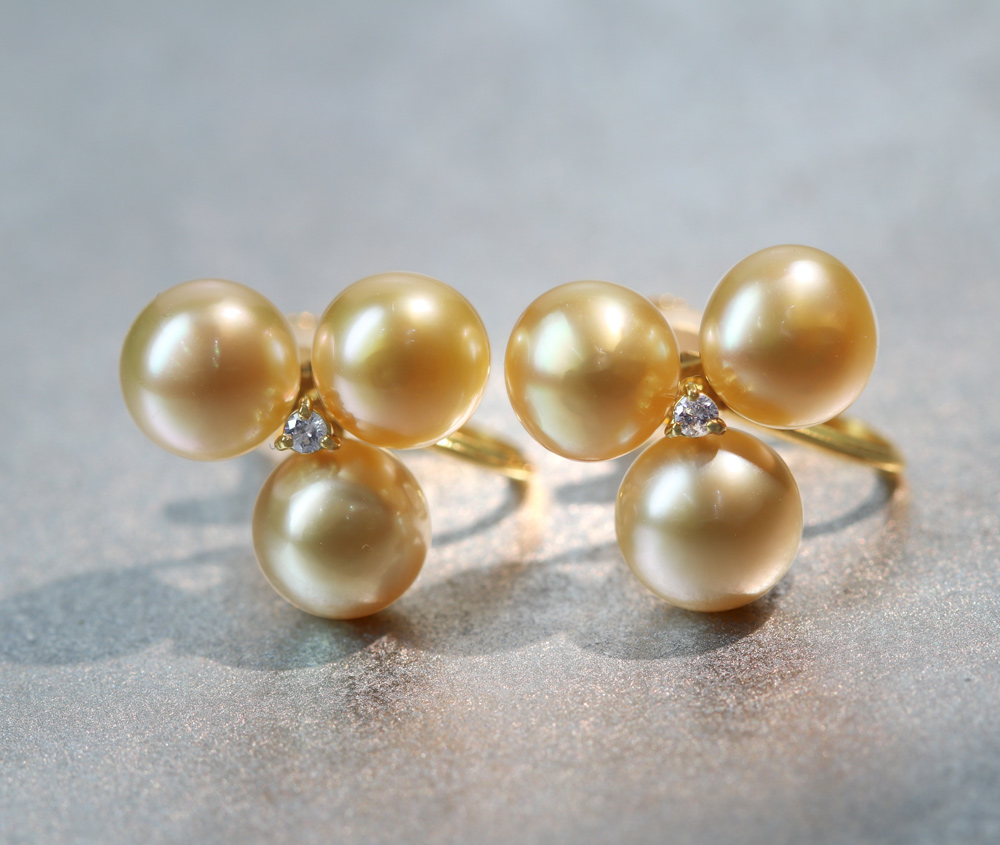k18 YG ゴールデンパール　ピアス　美品 K18YG ゴールデンパール ゴールドパール ピアス リングピア ダイヤモンド