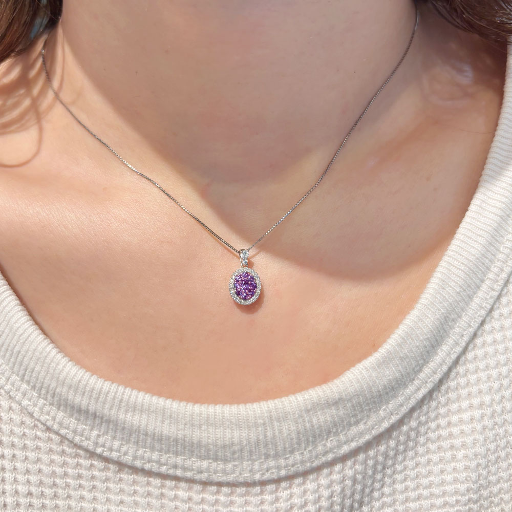 【代行販売】PT900/850 アレキサンドライト 0.28ct ダイヤモンド 0.12ct ネックレス[鑑別書付]<br />
