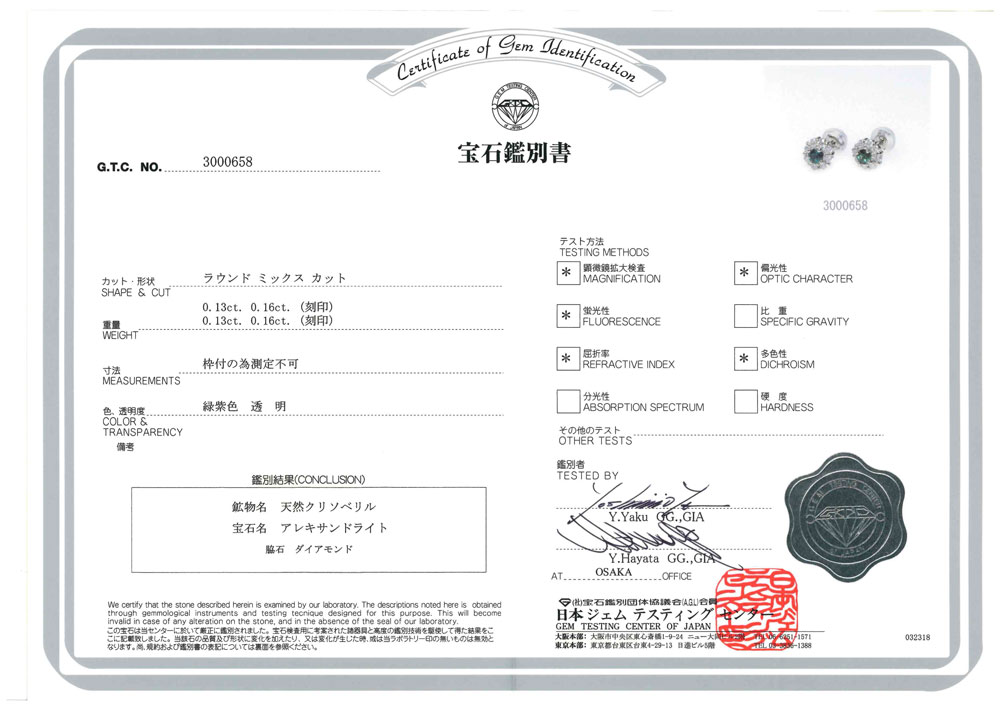 アレキサンドライト ピアス