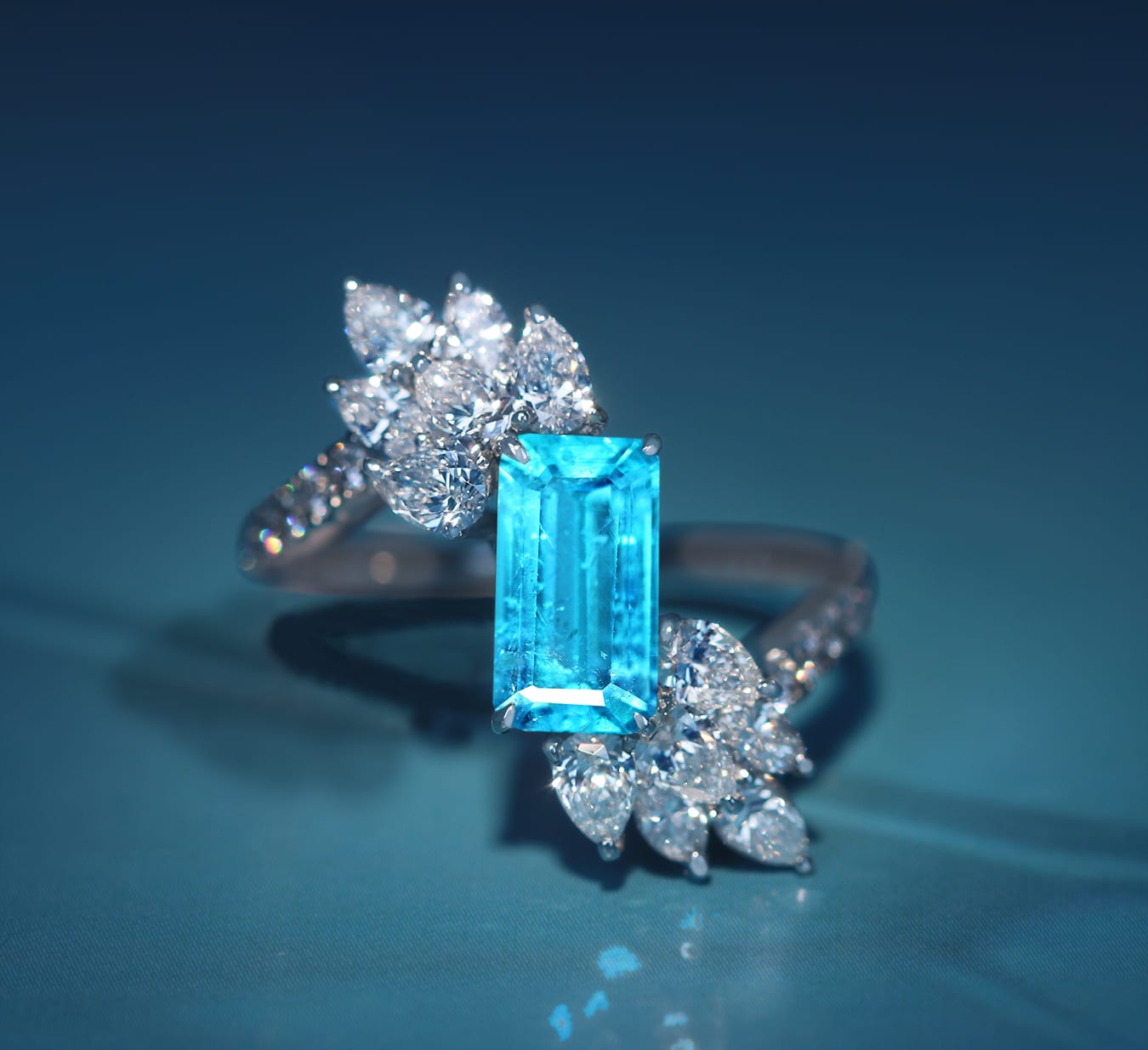 Pt950 ブルージルコン1.00ct ダイヤモンド0.04ct リング20号