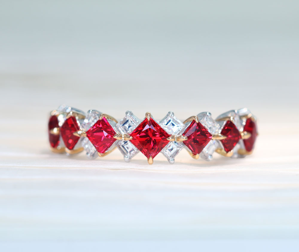 レッドスピネル ダイヤモンド リング