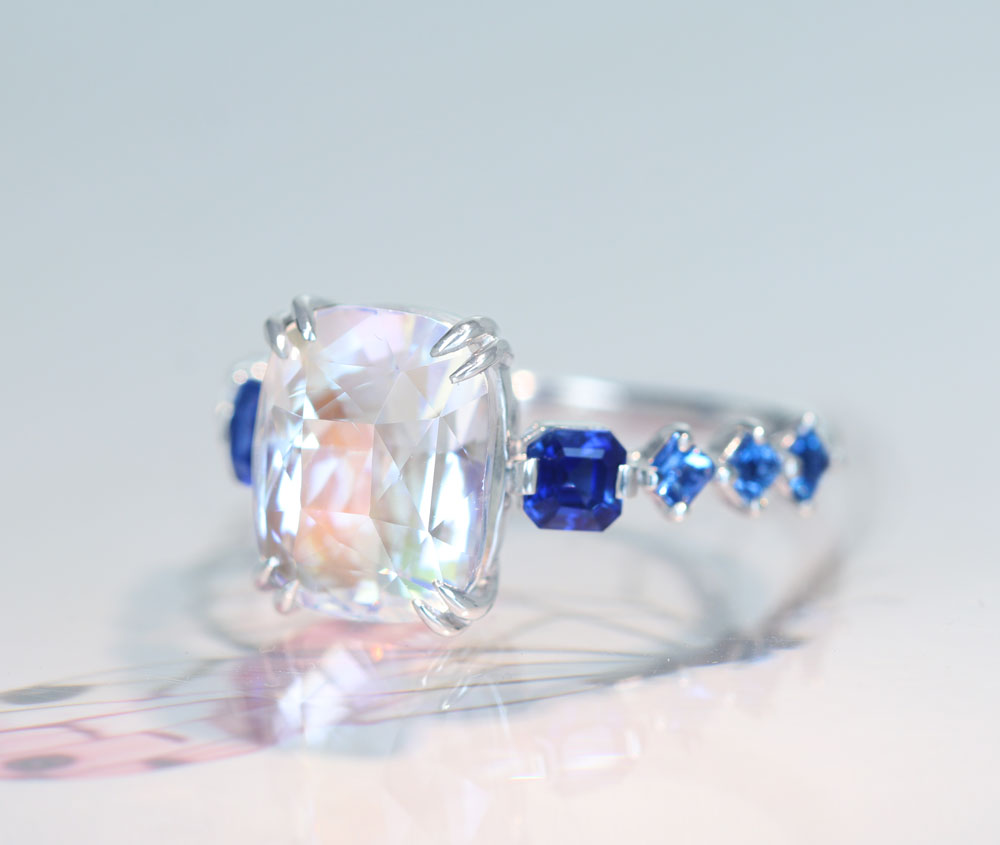 ムーンストーン ブルーサファイア サンタマリアアクアマリン リング