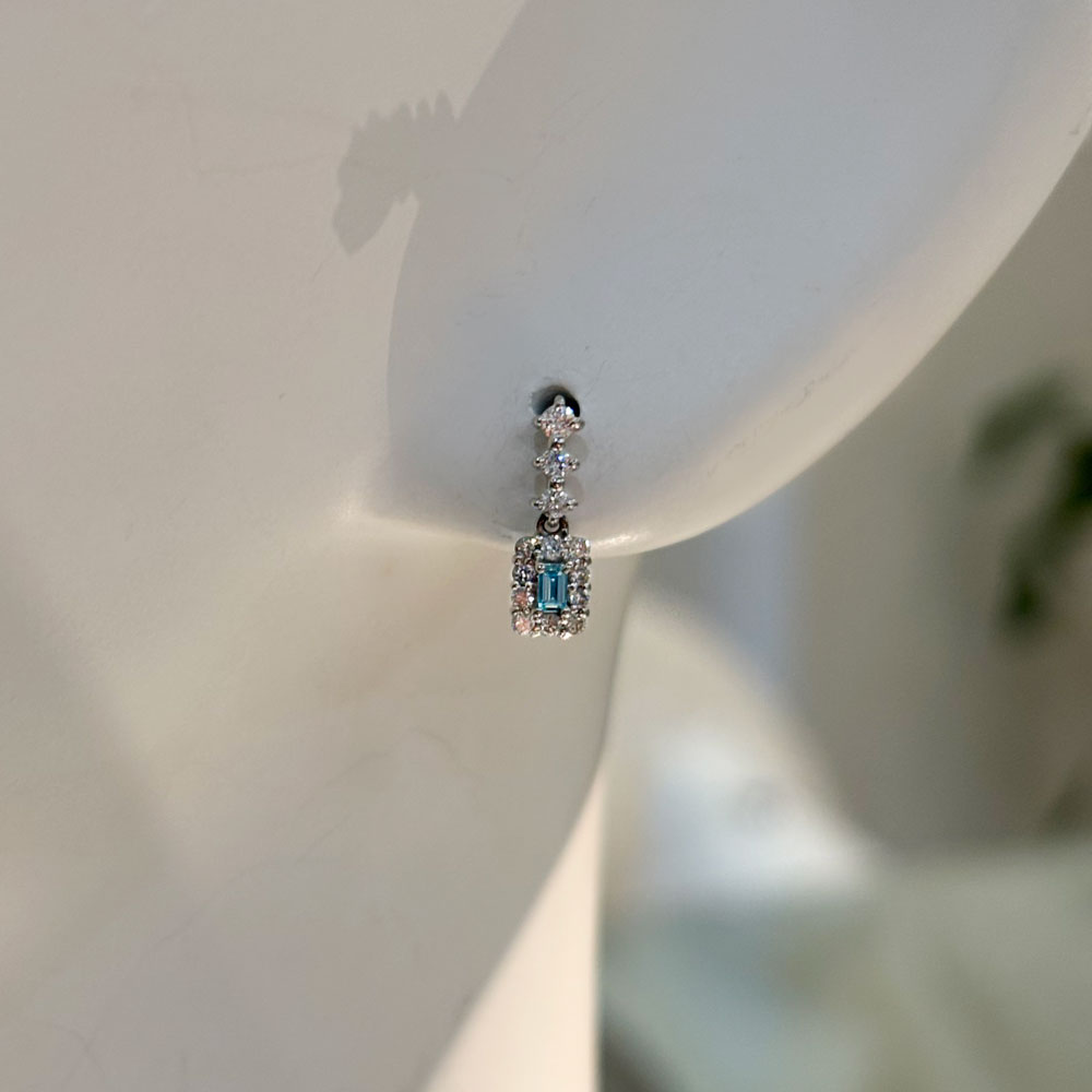 PT900 ブラジル産パライバトルマリン 0.04ct/0.04ct ダイヤモンド 0.16ct/016ct ピアス